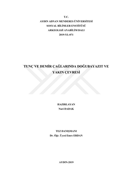 Tunç Ve Demġr Çağlarinda Doğubayazit Ve Yakin Çevresġ