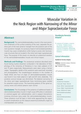 Muscular Variation in the Neck Region with Narrowing of the Minor and Major Supraclavicular Fossa ORIGINAL