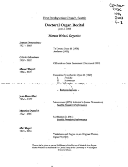 Doctoral Organ Recital .~...2