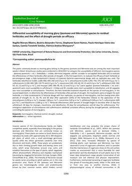 Differential Susceptibility of Morning Glory (Ipomoea and Merremia) Species to Residual Herbicides and the Effect of Drought Periods on Efficacy