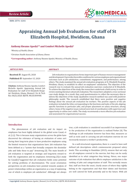 Appraising Annual Job Evaluation for Staff of St Elizabeth Hospital, Hwidiem, Ghana