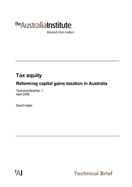 Tax Equity Reforming Capital Gains Taxation in Australia