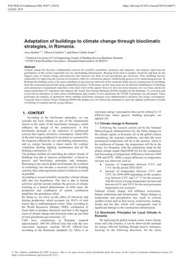 Adaptation of Buildings to Climate Change Through Bioclimatic Strategies, in Romania