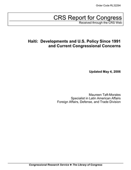 Haiti: Developments and U.S