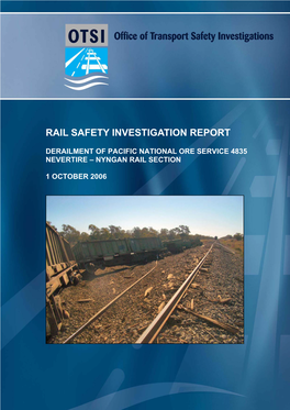 Derailment of Pacific National Ore Service 4835, Nevertire-Nyngan Rail Section, 1 October