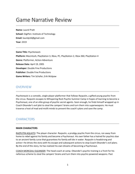 Game Narrative Review