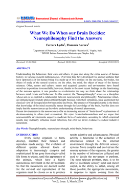 What We Do When Our Brain Decides: Neurophilosophy Find the Answers