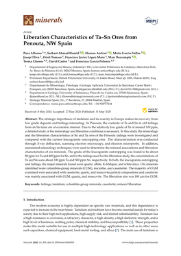 Liberation Characteristics of Ta–Sn Ores from Penouta, NW Spain