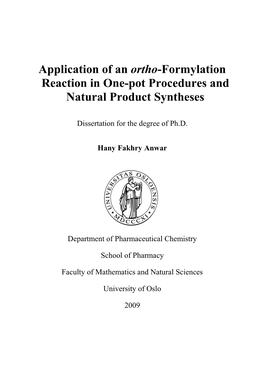 Application of an Ortho-Formylation Reaction in One-Pot Procedures and Natural Product Syntheses