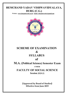 M.A. Political Science (Semester Examination Session 2019-21)