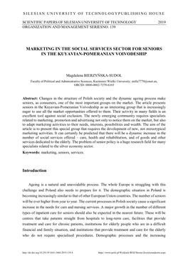 Marketing in the Social Services Sector for Seniors in the Kuyavian-Pomeranian Voivodeship