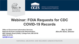 FOIA Requests for CDC COVD-19 Records