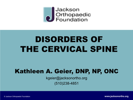 Disorders of the Cervical Spine