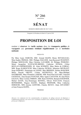 Sénat Proposition De