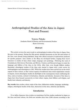 Anthropologicalstudiesof the Ainu Injapan