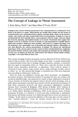 The Concept of Leakage in Threat Assessment