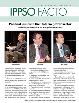 Political Issues in the Ontario Power Sector an In-Depth Discussion on How Politics Operates