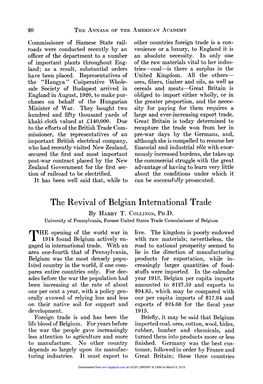 The Revival of Belgian International Trade by HARRY T