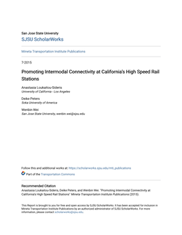 Promoting Intermodal Connectivity at California's High Speed Rail Stations