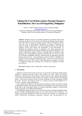 Valuing the Cost of Interventions Through Mangrove Rehabilitation: the Case of Panguil Bay, Philippines