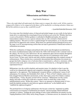 Millenarianism and Political Violence