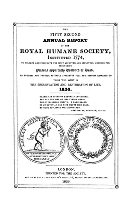 Royal Humane Society, Instituted 1774