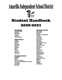 Student Handbook 2020-2021