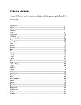 Typology Problems for Use with Typology and Universals, Second Edition (Cambridge University Press, 2003)