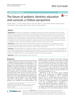 The Future of Pediatric Dentistry Education and Curricula: a Chilean