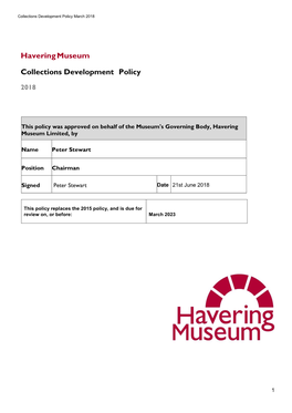 Havering Museum Collections Development Policy