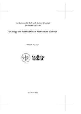 Och Molekylärbiologi Karolinska Institutet