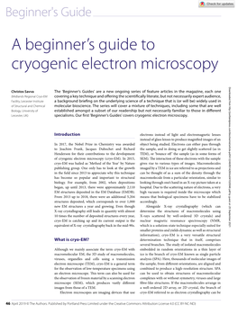 A Beginner's Guide to Cryogenic Electron Microscopy