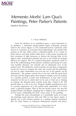 Memento Morbi: Lam Qua's Paintings, Peter Parker's Patients