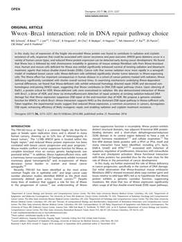 Brca1 Interaction: Role in DNA Repair Pathway Choice