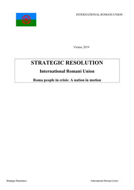 STRATEGIC RESOLUTION International Romani Union