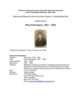 MRL: Pliny Fisk Papers