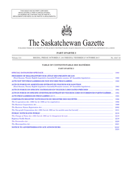 Gazette Part I, October 27, 2017