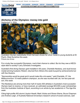 Alchemy of the Olympics: Money Into Gold - National