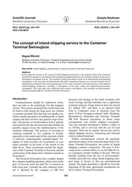 The Concept of Inland Shipping Service to the Container Terminal Świnoujście