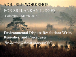 Environmental Dispute Resolution: Writs, Remedies and Procedures