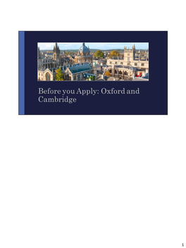 Before You Apply: Oxford and Cambridge