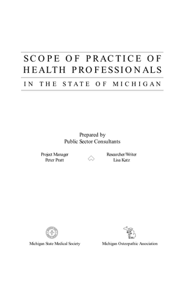 Scope of Practice of Health Professionals in the State of Michigan