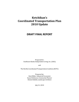 Ketchikan's Coordinated Transportation Plan 2010 Update DRAFT FINAL REPORT