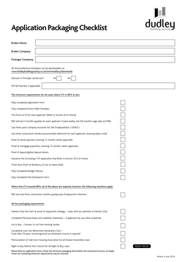 Dudley BS Mortgage Application Form and Checklist