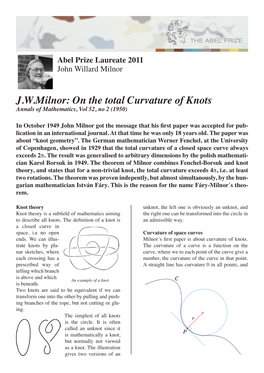 J.W. Milnor: on the Total Curvature of Knots