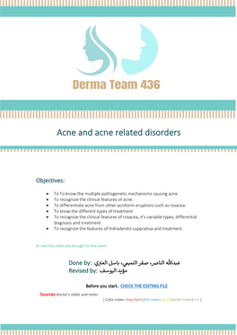 Acne and Acne Related Disorders