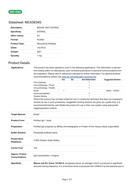 Datasheet: MCA5834G Product Details