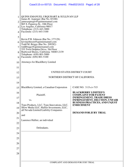 Case3:15-Cv-00715 Document1 Filed02/16/15 Page1 of 28