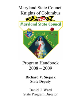 Maryland State Council Knights of Columbus Program Handbook 2008