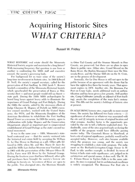 Acquiring Historic Sites, What Criteria? / Russell W. Fridley